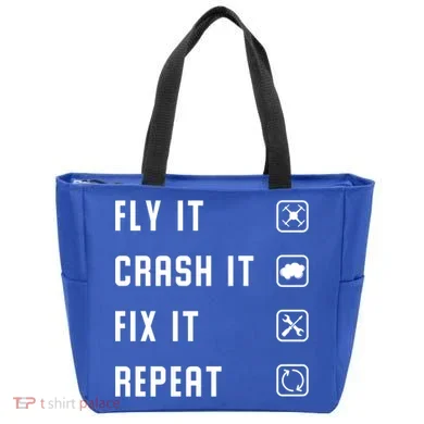 Fly Crash Fix Repeat Drone Pilot Cute Gift Tote Bag