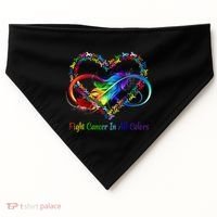 Fight Cancer Feather Ribbons Cool Gift USA-Made Doggie Bandana thumb 0
