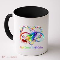Fight Cancer Feather Ribbons Cool Gift Coffee Mug thumb 0