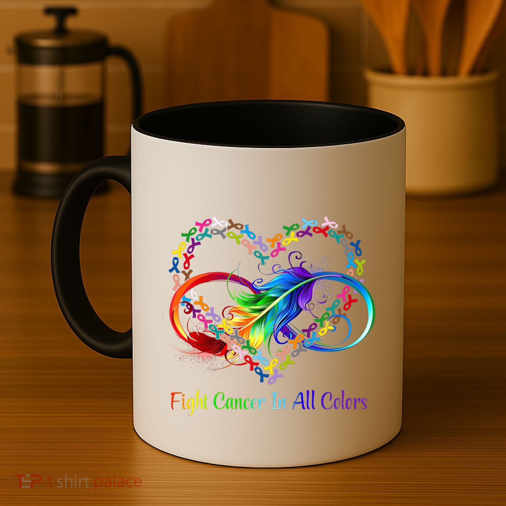 Fight Cancer Feather Ribbons Cool Gift Coffee Mug
