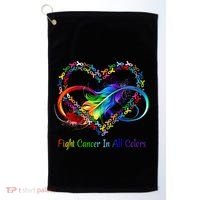 Fight Cancer Feather Ribbons Cool Gift Golf Towel thumb 0
