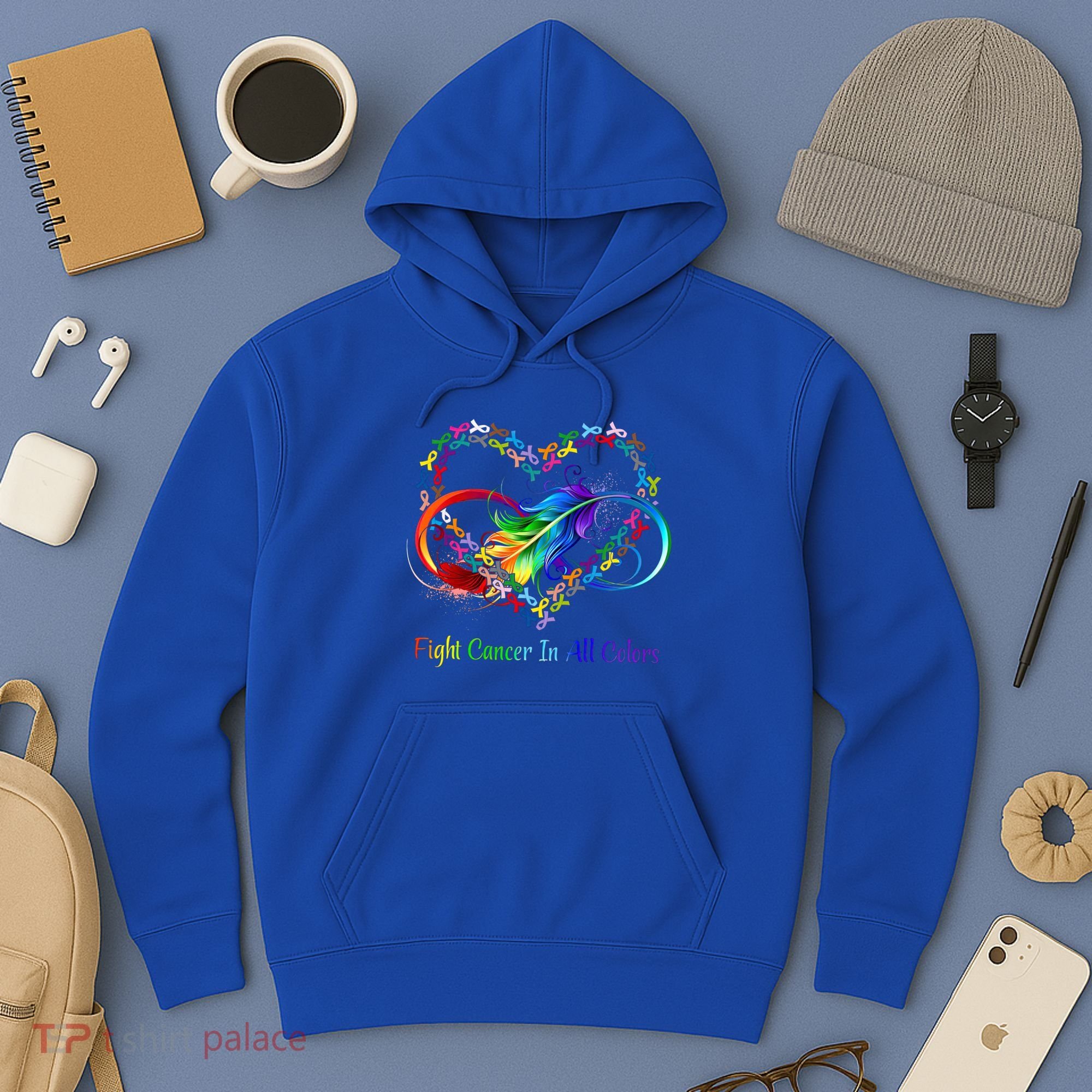 Fight Cancer Feather Ribbons Cool Gift Hoodie