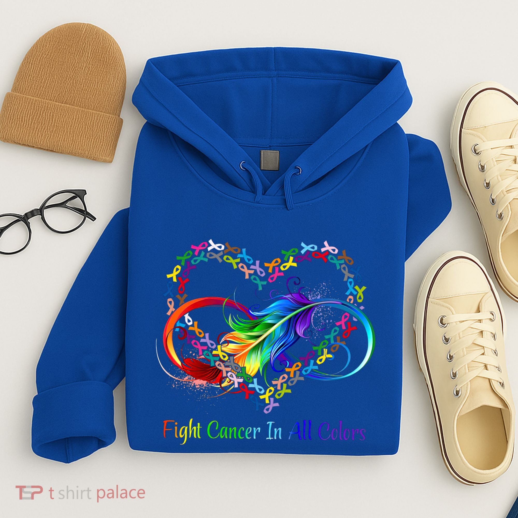 Fight Cancer Feather Ribbons Cool Gift Hoodie