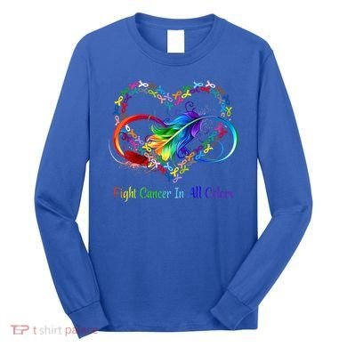 Fight Cancer Feather Ribbons Cool Gift Long Sleeve Shirt