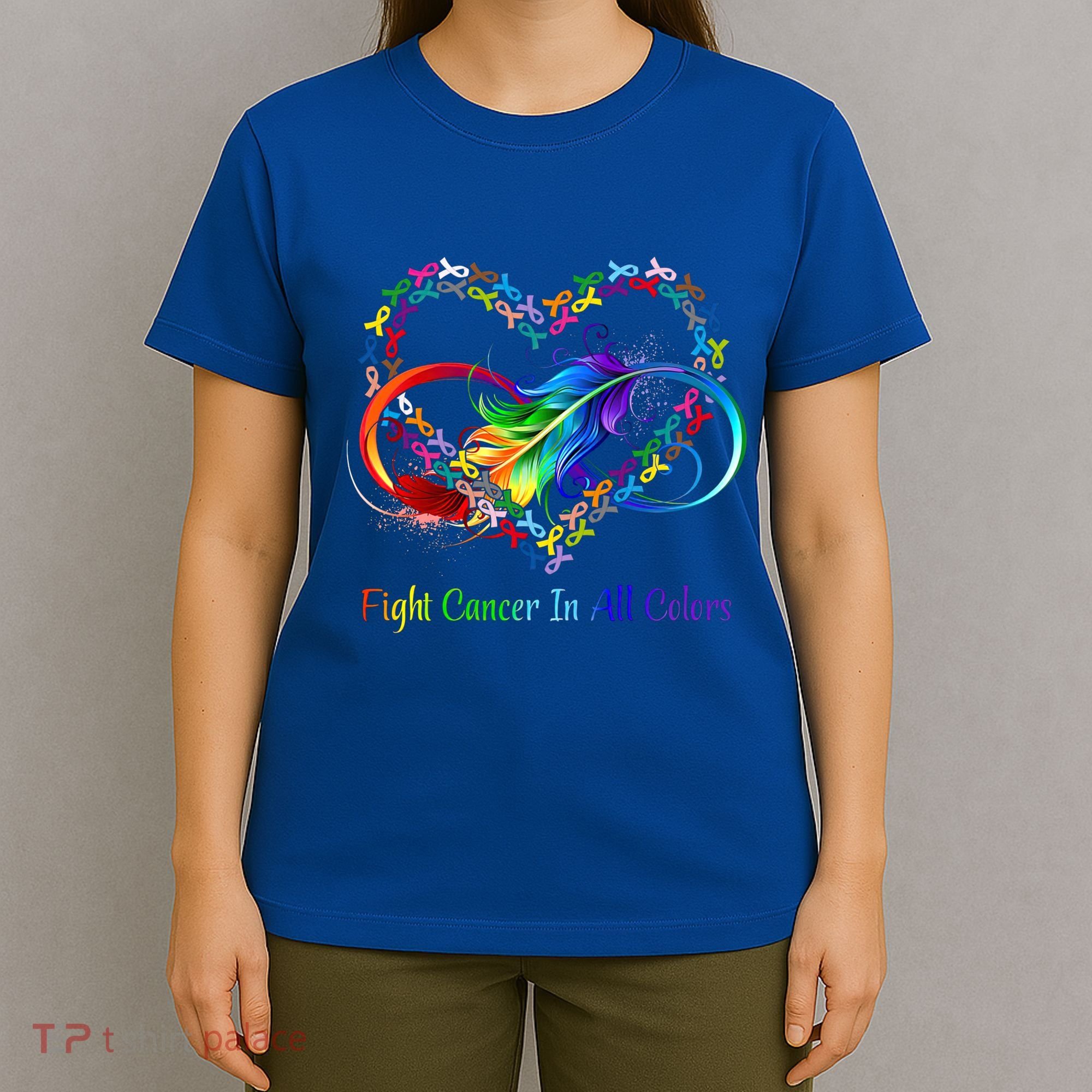 Fight Cancer Feather Ribbons Cool Gift T-Shirt