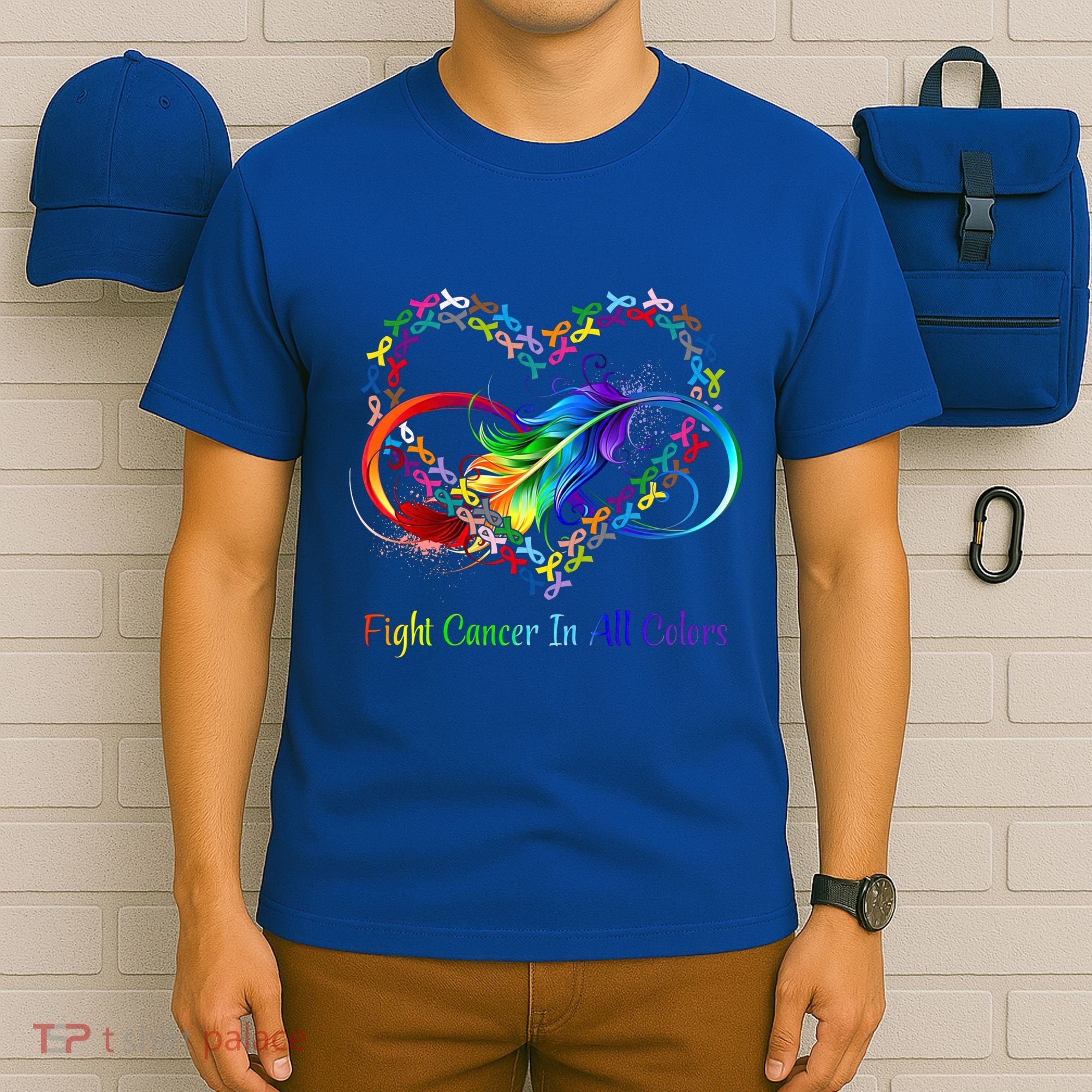 Fight Cancer Feather Ribbons Cool Gift T-Shirt