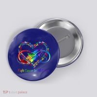 Fight Cancer Feather Ribbons Cool Gift Button thumb 0