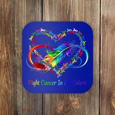 Fight Cancer Feather Ribbons Cool Gift Coaster