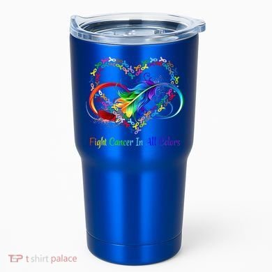 Fight Cancer Feather Ribbons Cool Gift Tumbler