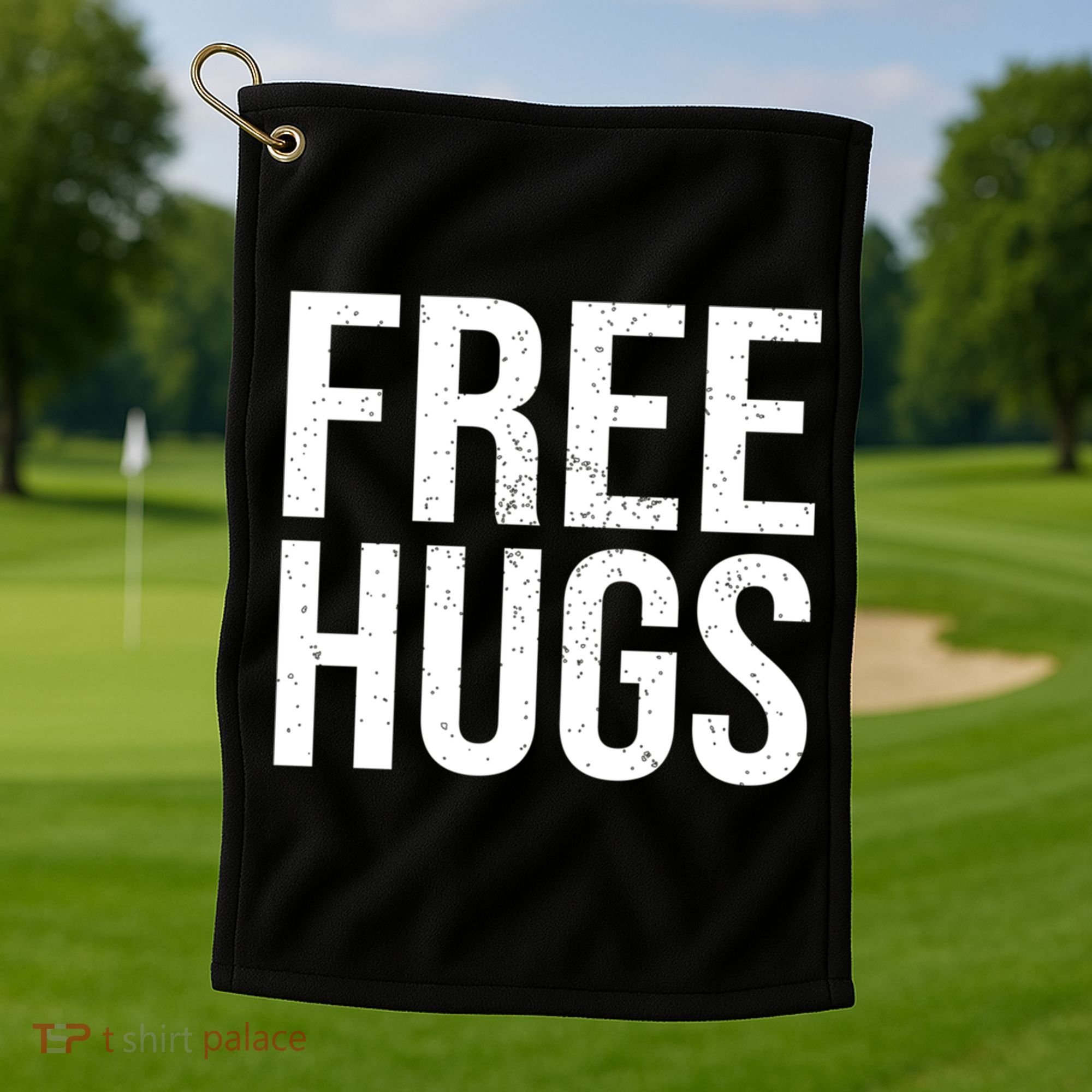 Funny Classic Free Hugs Gift For Man Woman Golf Towel