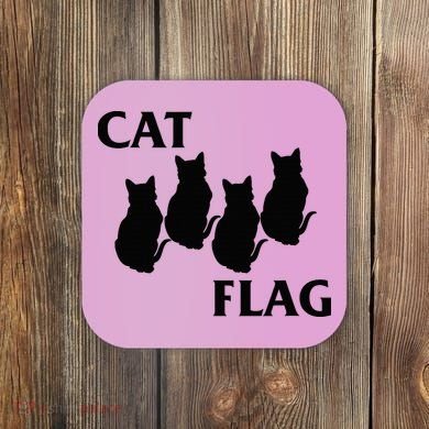 Funny Cat Flag Hardcore Music Parody Coaster