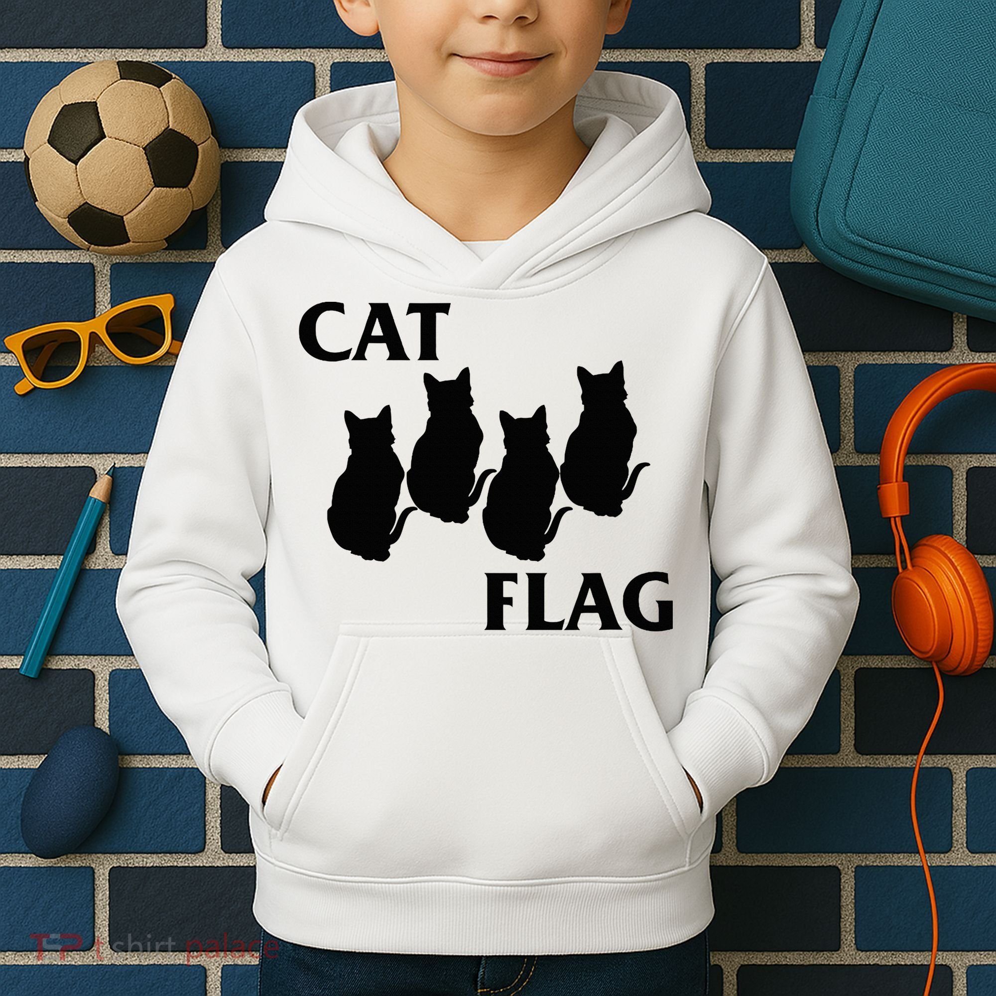 Funny Cat Flag Hardcore Music Parody Kids Hoodie
