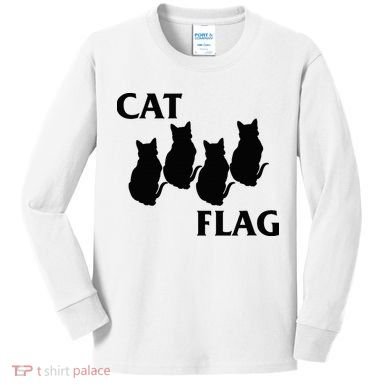 Funny Cat Flag Hardcore Music Parody Kids Long Sleeve Shirt