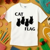 Funny Cat Flag Hardcore Music Parody Kids T-Shirt thumb 3