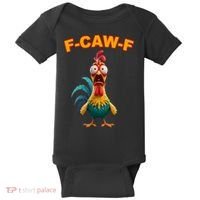 F Caw F Rooster Chicken Funny Humor Meme Joke Baby Bodysuit thumb 0