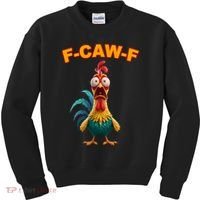 F Caw F Rooster Chicken Funny Humor Meme Joke Kids Sweatshirt thumb 0