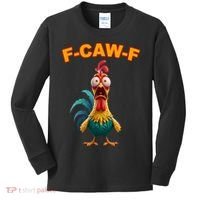 F Caw F Rooster Chicken Funny Humor Meme Joke Kids Long Sleeve Shirt thumb 0