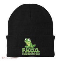 Funny Christian FROG Fully Rely On God Beanie thumb 0