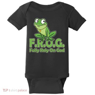 Funny Christian FROG Fully Rely On God Baby Bodysuit