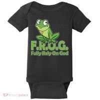 Funny Christian FROG Fully Rely On God Baby Bodysuit thumb 0