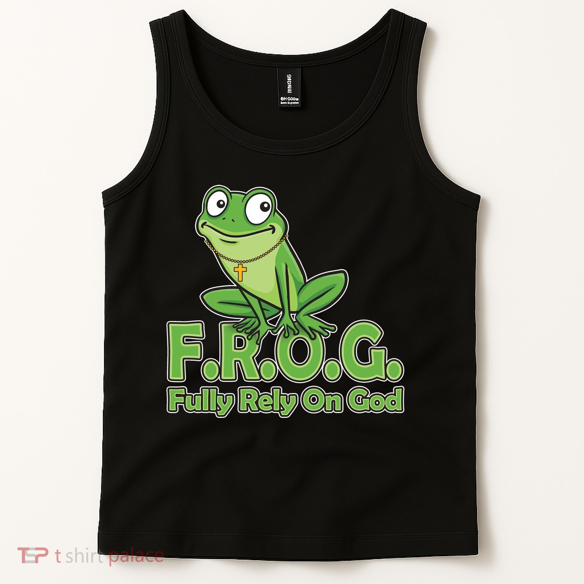 Funny Christian FROG Fully Rely On God Tank Top