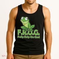 Funny Christian FROG Fully Rely On God Tank Top thumb 3