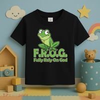Funny Christian FROG Fully Rely On God Toddler T-Shirt thumb 3