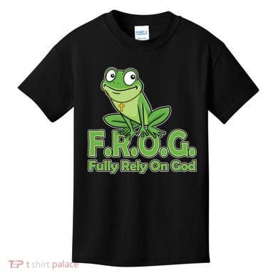 Funny Christian FROG Fully Rely On God Kids T-Shirt