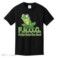 Funny Christian FROG Fully Rely On God Kids T-Shirt thumb 0