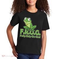 Funny Christian FROG Fully Rely On God Kids T-Shirt thumb 2