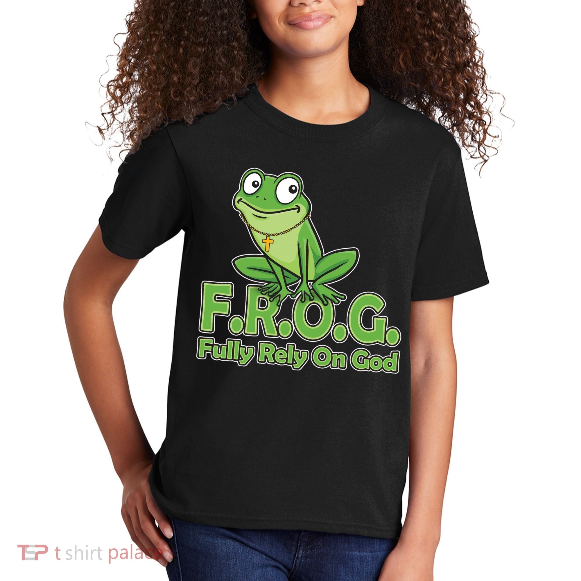 Funny Christian FROG Fully Rely On God Kids T-Shirt