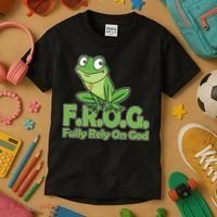 Funny Christian FROG Fully Rely On God Kids T-Shirt thumb 3