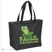 Funny Christian FROG Fully Rely On God Tote Bag thumb 2
