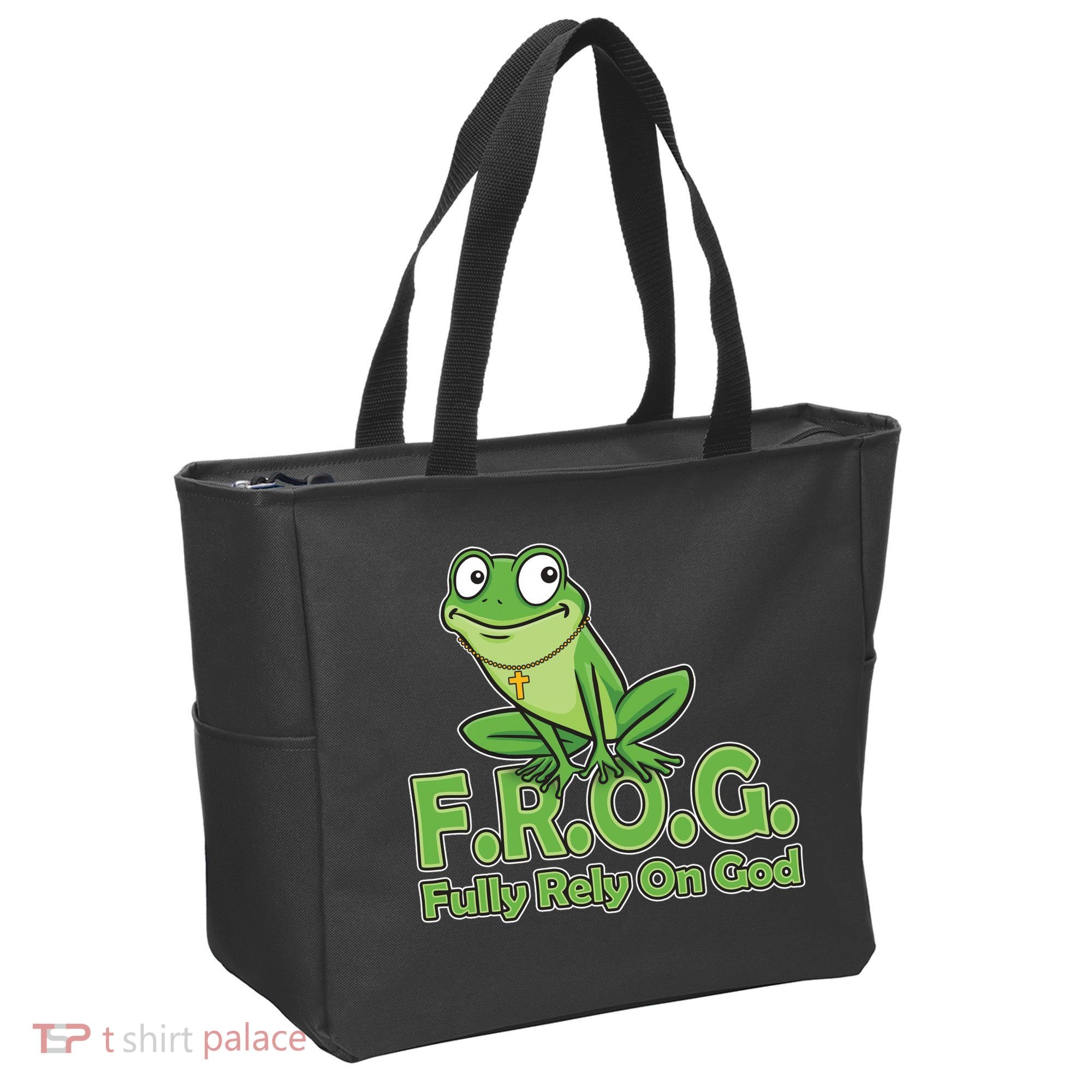 Funny Christian FROG Fully Rely On God Tote Bag