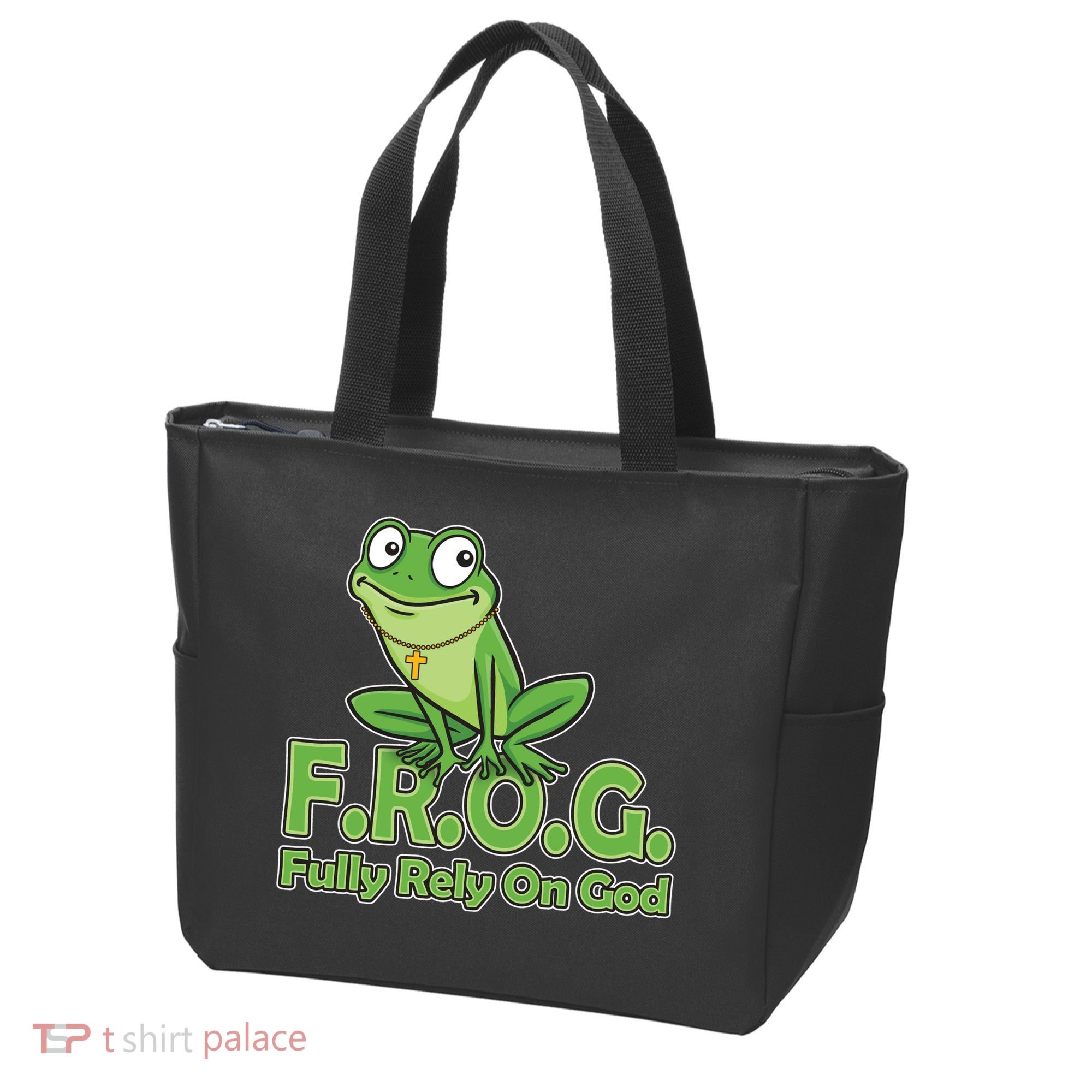Funny Christian FROG Fully Rely On God Tote Bag