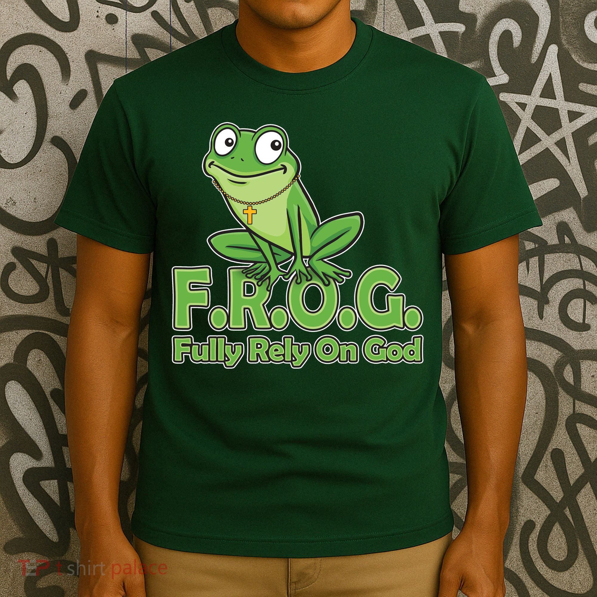 Funny Christian FROG Fully Rely On God T-Shirt