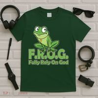 Funny Christian FROG Fully Rely On God T-Shirt thumb 5