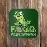 Funny Christian FROG Fully Rely On God Coaster thumb 0