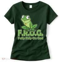 Funny Christian FROG Fully Rely On God Women's T-Shirt thumb 0
