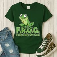 Funny Christian FROG Fully Rely On God Women's T-Shirt thumb 3