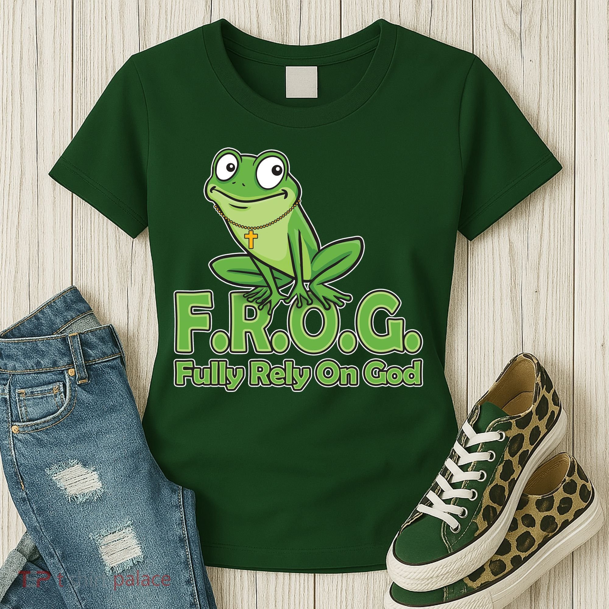 Funny Christian FROG Fully Rely On God Women's T-Shirt