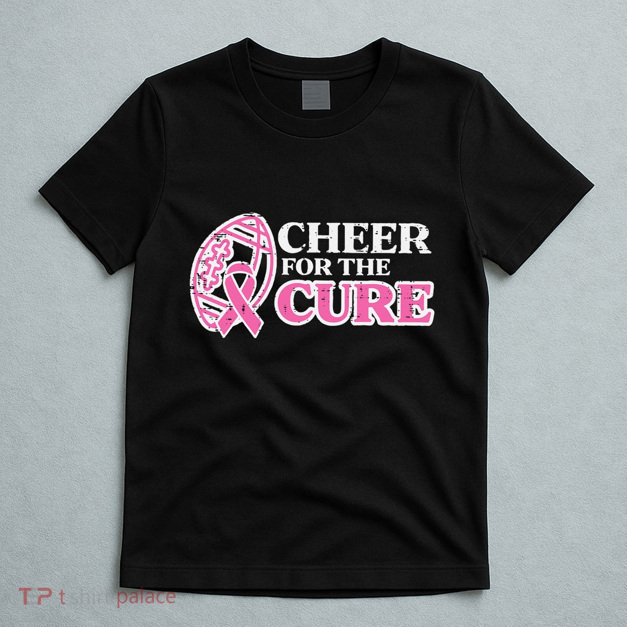 Football Cheer For The Cure Breast Cancer Awareness Ribbon T-Shirt