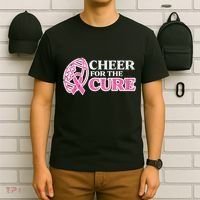 Football Cheer For The Cure Breast Cancer Awareness Ribbon T-Shirt thumb 6
