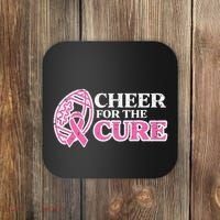 Football Cheer For The Cure Breast Cancer Awareness Ribbon Coaster thumb 0