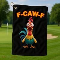 F Caw F Funny Clucking Rooster Meme F Off Golf Towel thumb 1
