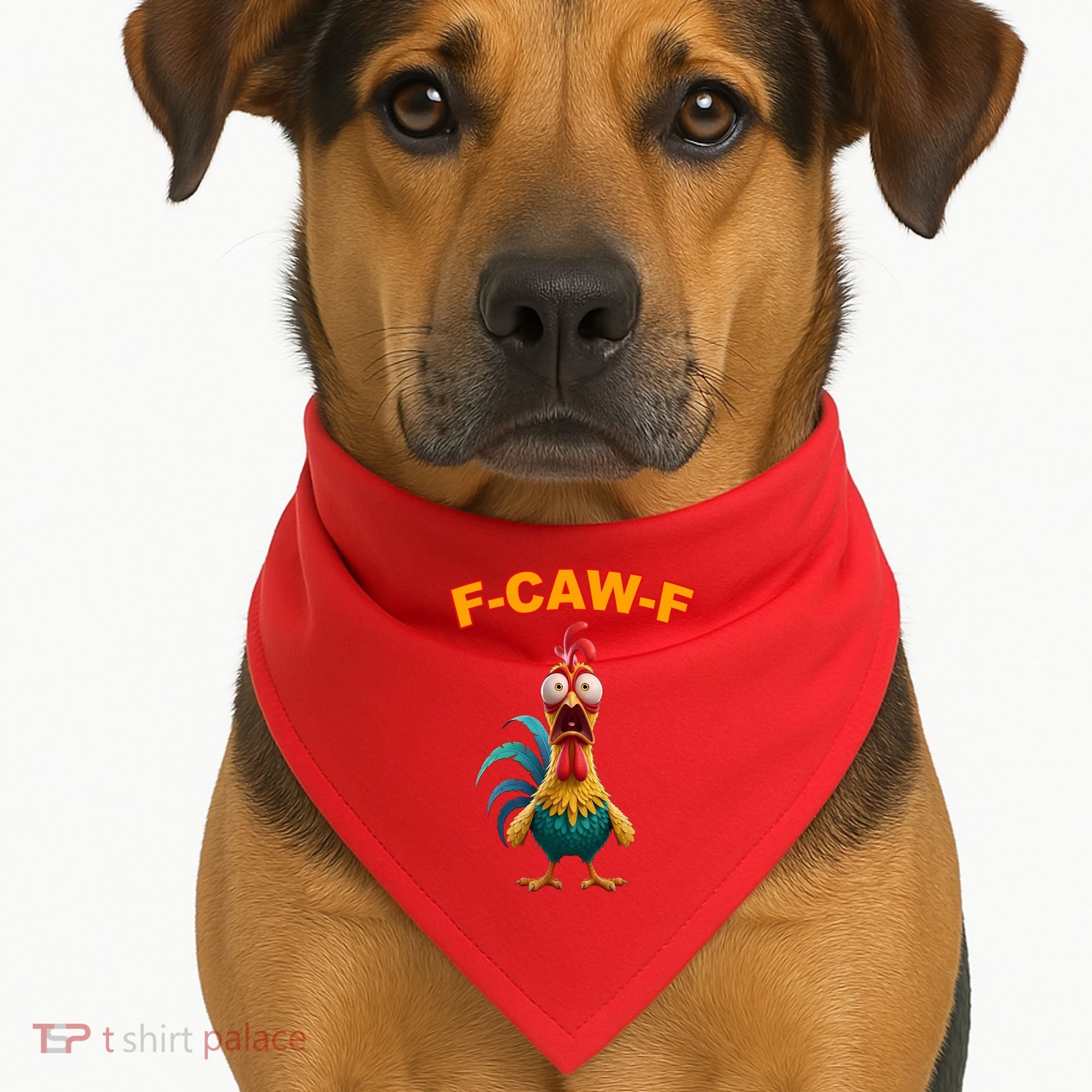 F Caw F Funny Clucking Rooster Meme F Off USA-Made Doggie Bandana