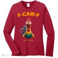 F Caw F Funny Clucking Rooster Meme F Off Women's Long Sleeve Shirt thumb 0