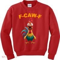 F Caw F Funny Clucking Rooster Meme F Off Kids Sweatshirt thumb 0