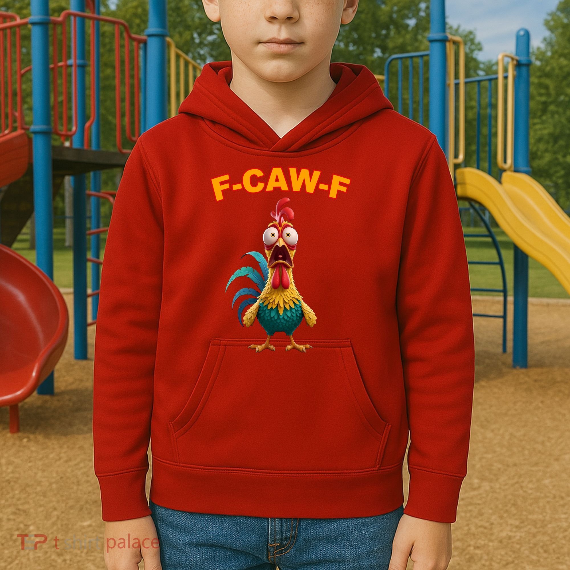F Caw F Funny Clucking Rooster Meme F Off Kids Hoodie