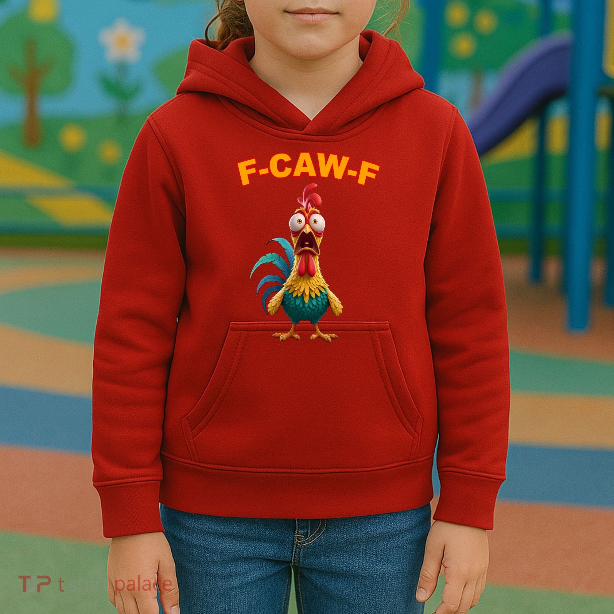 F Caw F Funny Clucking Rooster Meme F Off Kids Hoodie